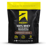 Ascent 100% Whey Protein Powder - Post Workout Whey Protein Isolate, Zero Artificial Flavors & Sweeteners, Gluten Free, 5.5g BCA
