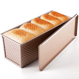 KITESSENSU Pullman Loaf Pan with Lid, 2Lb Dough Capacity Non-Stick Bakeware for Baking Bread, Sandwich & Toast Oven Baking, Gold