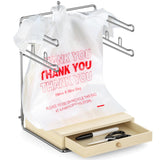 GIGIFTREE Plastic Grocery Bag Holder,Plastic Bag Organizer with Wooden Drawers Base for Grocery Store, Supermarket, Restaurant,