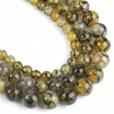 Yochus 45pcs Smooth Natural Yellow Agate Beads with Black Line