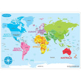 Ashley Productions ASH95602 12 x 17 in. Double-Sided World Map Learning Mat44; Pack of 10