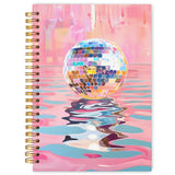 WARDOS Funky Y2K Pink Disco Ball Spiral Notebook Journal 5.5x8.3, Preppy Notebook for for Women, Trendy Pop Party Art Journal, P