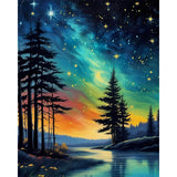 xackcme Starry Sky Paint by Numbers for Adults - Starry Night Paint by Number on Canvas Without Frame, DIY Abstract Landscape Oi