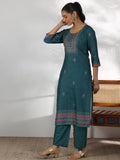 Libas Women'S Silk Blend Kurta Set (49229_Teal Green Teal Green 2Xl