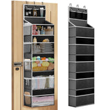 LEHKG Hanging Yarn Storage Organizer, Large Capacity Knitting Yarn Organizer Storage with 5 Deep Pockets 13 Mesh Bags, Over The