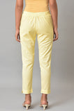 W Cotton Blend Strechable Slim Pants For Women | Cotton Blend Slim Pants For Women | Trousers For Women | W For Woman Light Yellow L