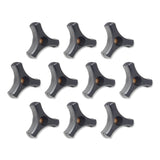 Black Plastic Knob 1/4 20 Three Prong Wing Nut 2 inch Diamete with Through Brass Insertr (Qty of 10)