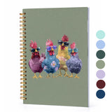 BitKan Funny Cool Chickens Spiral Notebooks Cute Roosters Sparkly Hard Cover Spiral Journal 5.5x8.3 Inch, Colorful Sunglasses