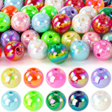OIIKI 30pcs 16mm Bubblegum Beads for Pens, AB Rainbow Focal Chunky Beads for DIY Crafts, Round Acrylic Space Beading Supplies fo