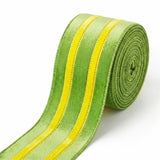 Threetols Easter Wired Ribbon, 2.5 10 Yards Yellow Green Stripe Burlap Ribbons Spring Wired Edge Wrapping Ribbon for Home Decor