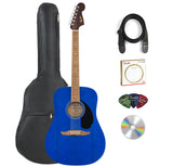 Fender California Redondo Acoustic Guitar - Saphire Blue Bundle with Gig Bag, Strap, Strings, Picks, and Austin Bazaar Instructi