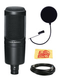 Audio-Technica AT2020 Cardioid Condenser Microphone Bundle with Pop Filter, XLR Cable, and Austin Bazaar Polishing Cloth
