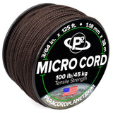 Paracord Planet Micro Paracord - Thin Braided Cord for Crafting, Fishing, and DIY Projects in 125 ft Spools - Dark Brown