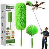 Cobweb Duster with Extension Pole, Washable Cleaning Duster Set with 2 Duster Heads, Corner Brush, 15110Inch Telescoping Pole