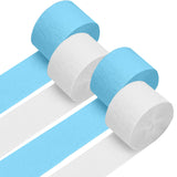 4 Crepe Paper Streamers Rolls, 328ft Pack of Blue and White Crepe Paper for Boys Birthday Bachelorette Party Bridal Baby Shower