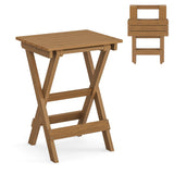 LUE BONA 27 inch Folding Side Table, HDPS Outside End Table for Patio, Porch, Deck, Pool, Weather Resistant, Teak Color Oil Prin