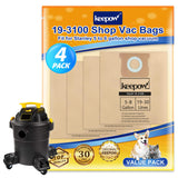 KEEPOW 193100 Shop Vac Bags Compatible with Stanley 58 Gallon wet dry vacuum, 4 Pack Disposable Filter Bags