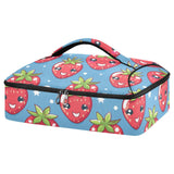 SyXIOP Insulated Casserole Carrier Bag Cartoon Strawberry Sapphire Blue
