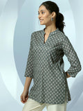 Libas Women'S Linen Floral Straight Kurti (58165 Grey Grey S