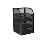 Neomate 3-Drawer Metal Mesh Desk Organizer with Top Tray | Multi-Purpose Stationery and Document Storage for Home & Office | Bla