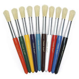 Charles Leonard Creative Arts Round Tip Paint Brushes, Short Stubby Round Handle with Hog Bristle, 7.5 Inch, Colors May Vary, 10
