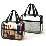 XEWEA 2PCS Middle TSA Approved Clear Travel Toiletry Bags for Men Women, Transparent Makeup Cosmetic Bag with Handle Zipper, Wat