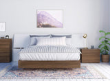 Nexera 3-Piece Bedroom Set with Bed Frame, Headboard & Nightstand, Queen|White & Walnut