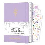 Planner 2026, Weekly and Monthly Planner with Tabs from Jan 2026 - Dec 2026, A5 Hardcover Academic Calendar with Date for School