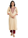 Libas Women'S Viscose Rayon Yoke Design Straight Kurta (29659_Beige_S)