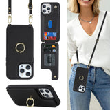 Lipvina for iPhone 12/12 Pro Case with Card Holder and Strap for Women,Crossbody Lanyard,Kickstand Ring Stand,Snap Clasp,Phone W