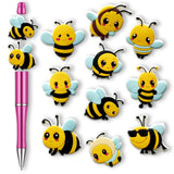 Qimbytar Easter Bee Food Focal Beads for Pens, Silicone Focal Beads Bulk for Bead Pens Keychain Bracelet Jewelry Making (Bee)