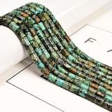 49 Pcs 6x8mm Natural Africa Turquoise Stone Bead Cylinder Column Tube DIY Beads for Jewelry Making Bracelets Women Crafts