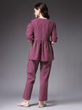 Stylum Women'S Self Woven Kantha Cotton Co-Ord Set (Winekathacord44_Wine, Xxl)