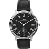 Timex Waterbury Metropolitan Analog Watch For Man With Black Round Dial & Black Leather Strap Band Water Resistant Men'S Wrist W