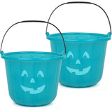 Teal Pumpkin Halloween Trick or Treat Bucket 8.5 in (2 Pack)-Official Teal Pumpkin Project Allergy-Friendly Candy Pail Accessory