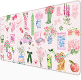 Nasdalgias Pink Pastel Floral Desk Mat Cute Kawaii Retro Vintage XXL Large Mouse Pad Flower Desk Pad Mat Laptop Computer Keyboar