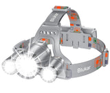 Blukar LED Headlamp, 8000L Super Bright Rechargeable Headlight Flashlight - 3 Lights 5 Modes,Zoomable,Spotlight&Floodlight Combi