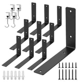 Redunest L Floating Shelf Brackets,10 Pack Heavy Duty L Brackets for Shelves, L 8 X H 6 Black Metal Countertop Support Brackets,