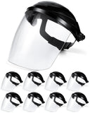 Tellegloww 8 Black Safety Face Shield for Grinding and Cutting, Full Impact Resistant Face Shield Mask for Work Chemical Woodwor