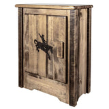 Montana Woodworks Homestead Collection Accent Cabinet With Laser Engraved Bronc Design, Left Hinged, Stain & Clear, Stained & Cl