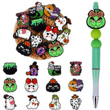 SALUOKE 12pcs Halloween Silicone Focal Beads, Focal Beads for Pens,Keychain Making, Bracelet, Necklace Crafts, Bulk for DIY(Hall