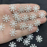 200Pcs Pearl Snowflakes Beads for Bracelet,Cute Flatback Resin Charms for Jewelry Making Bulk Decorations,DIY Phone Charms Beads