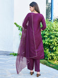 Sanisa Women'S Art Silk Sequence Embroidery Work Straight Kurta With Pant And Dupatta Set(143Kbd1553N-M_Purple6) Purple