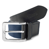 Tzaro Pure Leather And Canvas MenS Formal Belt (Black & Blue)