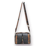 Shivkari Jacquard Chain Flap Duffle Stylish Textured Sling Bag Women Ladies Purse For Women & Girls Grey Line