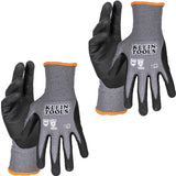 Klein Tools 60589 Work Gloves, Knit Dipped Cut Resistant ANSI A4 Nitrile Coated Gloves, HPPE Fabric, Touchscreen Capable Fingert