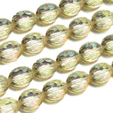 50pcs Czech 16mm (0.63 Inch) Large Faceted Flat Oval Crystal Glass Beads Spacer Gold Shimmer