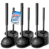 FORASTO 3Pack Toilet Brush and Plunger Set, Extended Handle Plunger,Toilet Bowl Brush Plunger Set,Bathroom Cleaning Tools,Toilet