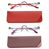 Viseng 2 Pairs Half Frame Reading Glasses for Women Men Slim Half Moon Lens Readers Metal Semi Rimless eyewear +1.5