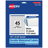 Avery Durable Waterproof Barbell Labels, Sure Feed Technology, 0.5 x 2.5, 1,125 Total, Oil and Tear-Resistant Waterproof Labels,